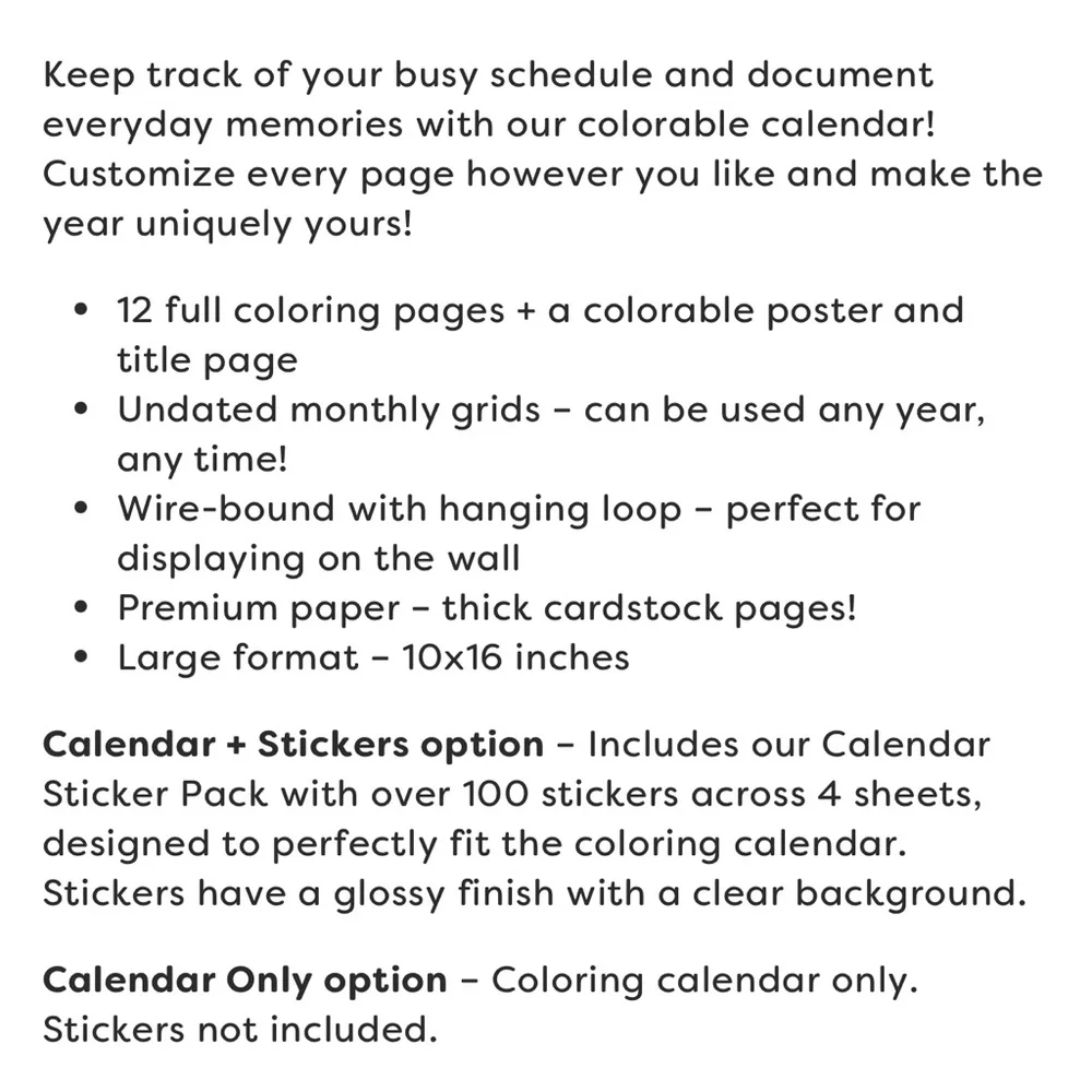 Bobbie Goods Coloring Calendar